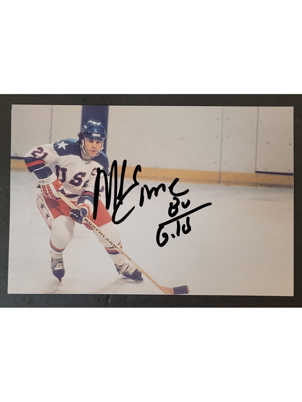 Mike Eruzione Hockey Player Olympics Autographed Signed 4"x6" Photo